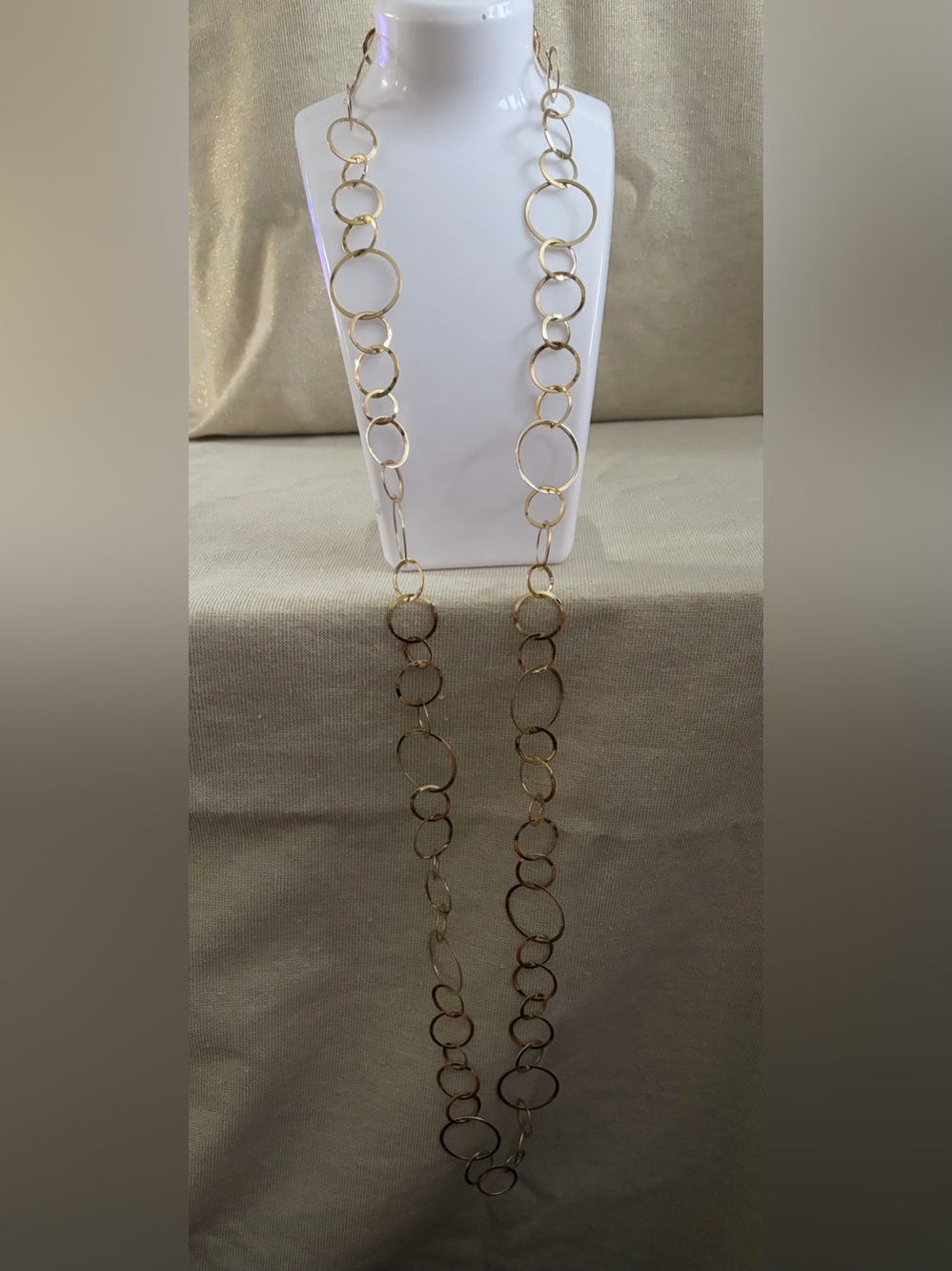 Cookie Lee Elegant Gold Link Circle Long Necklace - Women Jewelry